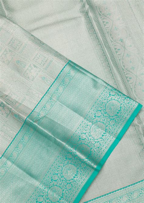 Buy Sky Blue Zariwork Tissue Silk Saree - Koskii