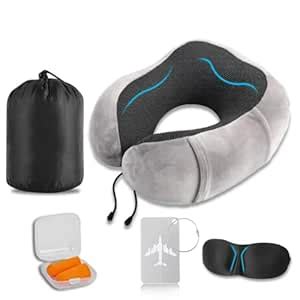 REMAXX Memory Foam Travel Neck Pillow with Bag Tag Luggage Tag Combo ...