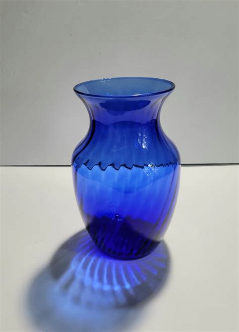 Vintage Indiana Glass Vase, Blue Indiana Glass Vase, Vintage Blue Glass ...