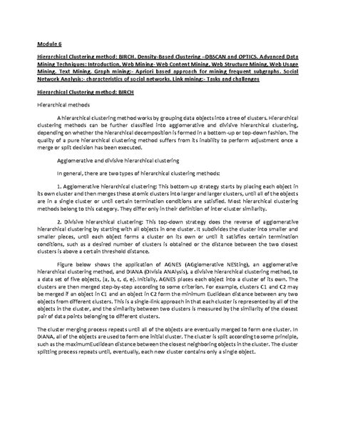 Module 6 DMW - Module 6 Hierarchical Clustering method: BIRCH. Density ...