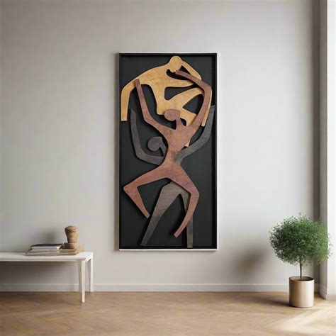Humans Sculpture Vertical Wall Art Wooden Wall Decor | Abstract Wooden ...