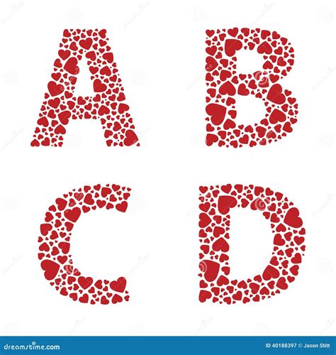 Heart Alphabet Font stock vector. Illustration of word - 40188397