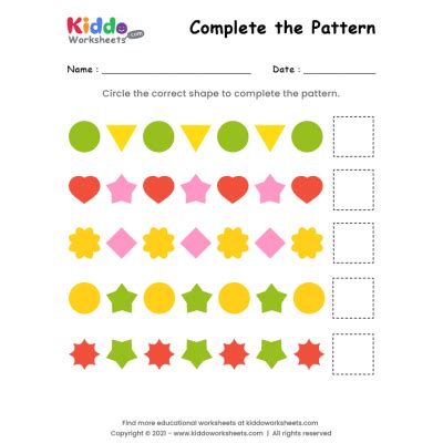 Image result for Types of Patterns Worksheet