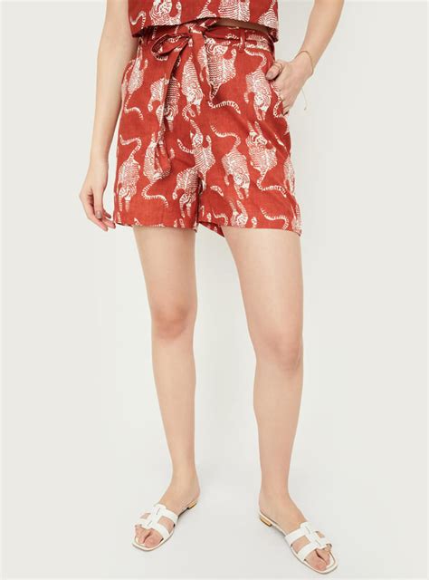 Buy Women Printed Tie-Up Waist Shorts Online at just Rs. 599.0 ...
