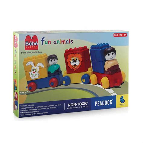 Peacock Fun Animals Bebe Blocks Set (17 Pieces) — Toycra