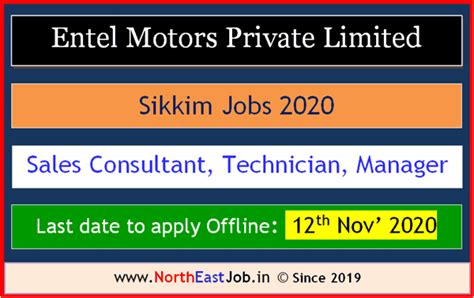 Entel Motors Private Limited Tadong Recruitment 2020: Apply 33 Posts ...