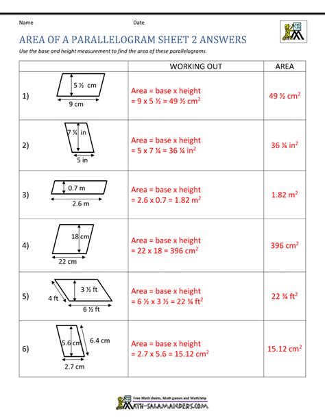 Image result for Parallelogram Area Problems
