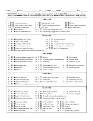 Pet Health Symptom Checklist Form - Blank Fillable Template | Fill Out ...