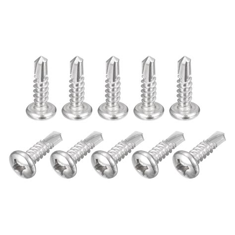 Uxcell #12 x 3/4" Self Drilling Screws, 10 Pack Phillips Pan Head Self ...