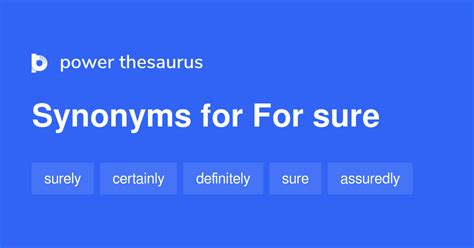 For Sure synonyms - 339 Words and Phrases for For Sure