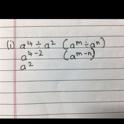 Using laws of exponents,simplify (i) a⁴÷a² Please answer fast - Brainly.in
