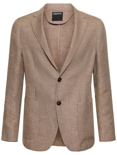 Linen & cotton single breasted blazer - Zegna - Men | Luisaviaroma