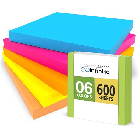 Sticky Notes 3x3 inches, Bright Colorful Stickies, 6 Pads 600 Sheets ...