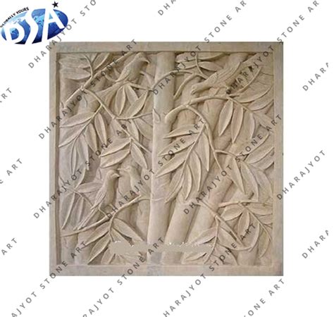 Natural Beige Bali Stone Relief Flower Carving Wall Hanging – Dharajyot ...