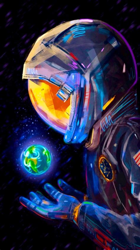 Download wallpaper 540x960 astronaut, spacesuit, earth, planet, art ...