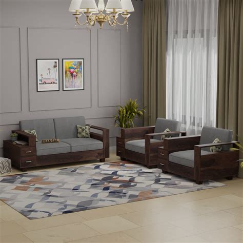 Ebansal Solid Sheesham Wood Sofa Set 4 Seater Sofa Set | Desertcart INDIA