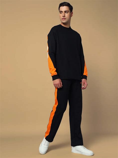 BREEZER SIDE CONTRAST JOGGERS BLACK ORANGE | Buy Online at Wearduds India