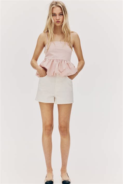 Bubble-hem strappy top - Light dusty pink - Ladies | H&M IN