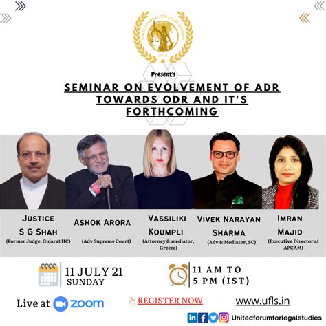 SEMINAR ON “EVOLVEMENT OF ADR TOWARDS ODR & IT’S FORTHCOMING” BY UFLS ...