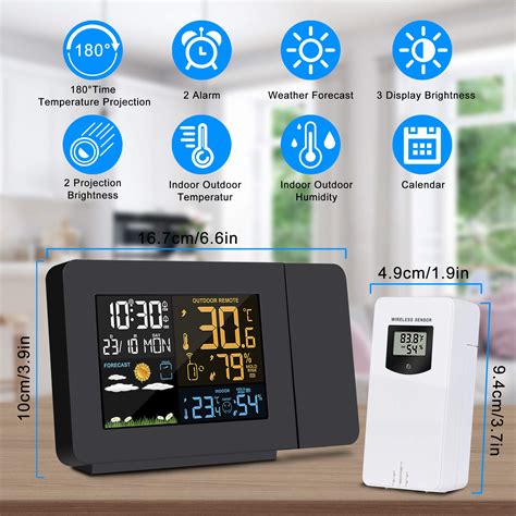 Kalawen Projection Alarm Clock for Bedrooms with Weather Station ...
