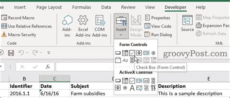 Image result for Insert Check Box. Excel