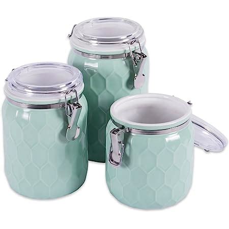 Dii 3 - Pieces Modern Honeycomb Ceramic Kitchen Canister Jar With ...