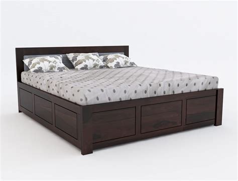 SAVITRIDECOR Sheesham Wood King Size Bed with Storage | Wooden Double ...