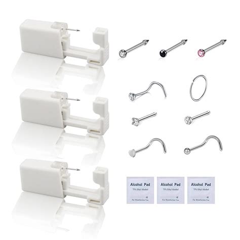 20G Self Nose Piercing Kit - Disposable Nose Piercing Gun With Nose ...