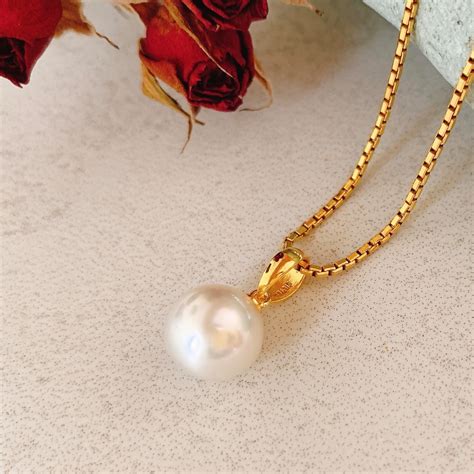 9.5mm南洋白蝶真珠♡ゴールドカラーペンダントトップ【PSV- 004】 | LUNA PEARL BALI