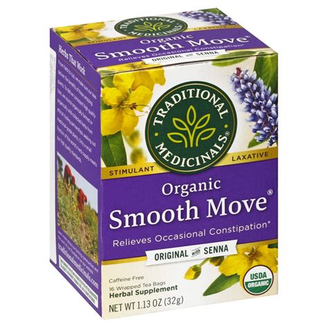 Traditional Medicinals Organic Smooth Move Caffeine Free Laxative Tea ...