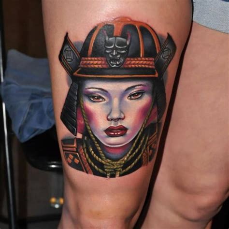 Japanese Samurai Thigh Tattoo by Rock Tattoo