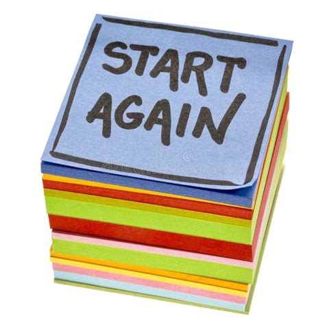 Start Again Motivational Reminder Stock Image - Image of sticky ...