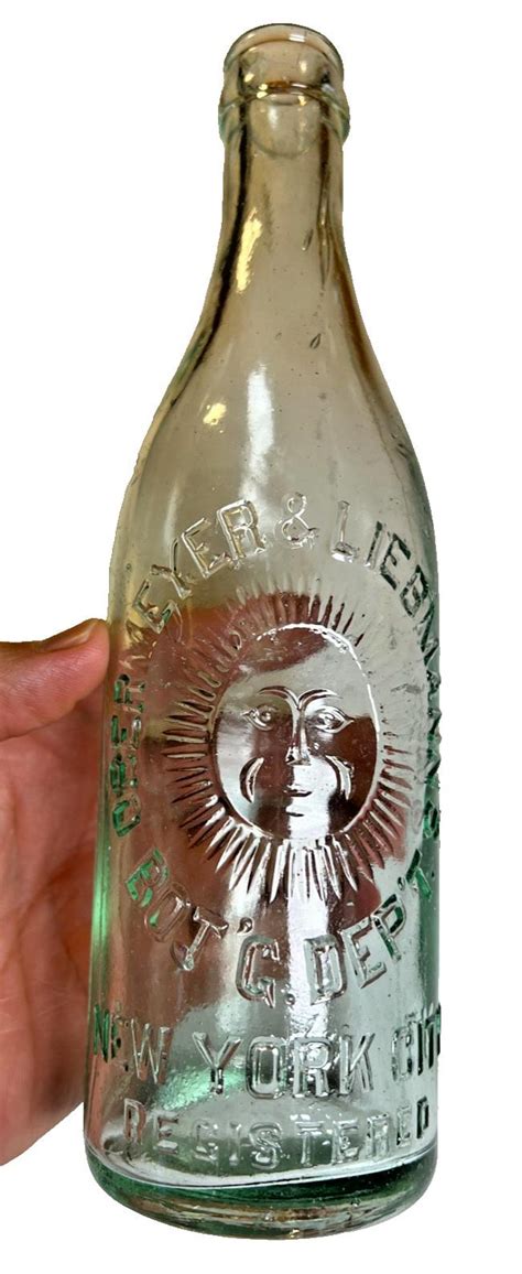 Antique 1890s Obermeyer Liebmann New York Sun Face Bottle Transitional ...