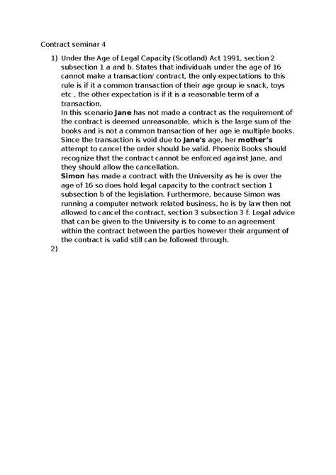 Contract Seminar 4: Legal Capacity Under Scottish Law - Studocu