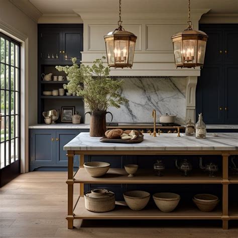 Rustic Kitchen with Blue Cabinets