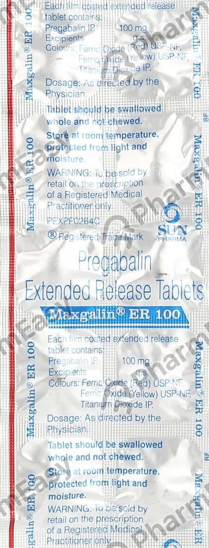 Maxgalin Er 100 MG Tablet (10): Uses, Side Effects, Price & Dosage ...