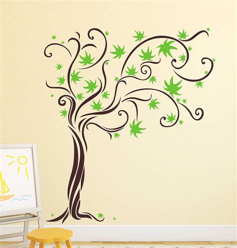 Wallsticker " Cute Green Living Room Tree" wallsticker(Vinyl 100 cm x ...