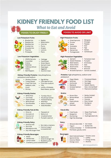 Renal Diet & Kidney Friendly Food List - Low Potassium Low Sodium for ...