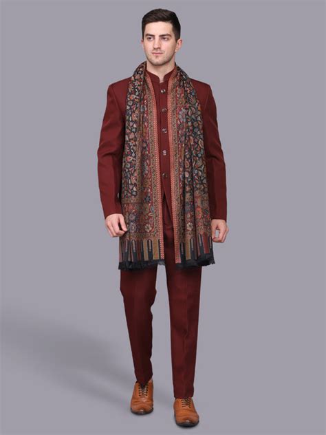 Men's Kalamkari Design Woven Acro Wool Blend Shawl – Weavers Villa