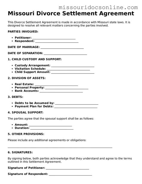 Draft Your Missouri Divorce Settlement Agreement With Our Free Template