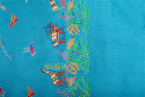 Whirling butterflies Ceruleam Blue Embroidered Pashmina Shawl ...