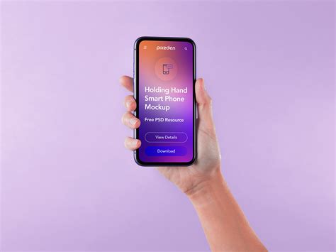 Hand Holding Smartphone PSD Free Mockup | Mockup World HQ