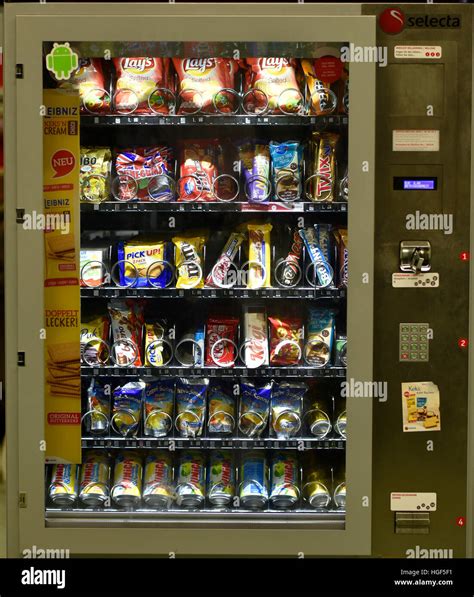 Snacks and drinks in vending machine, Germany Stock Photo - Alamy