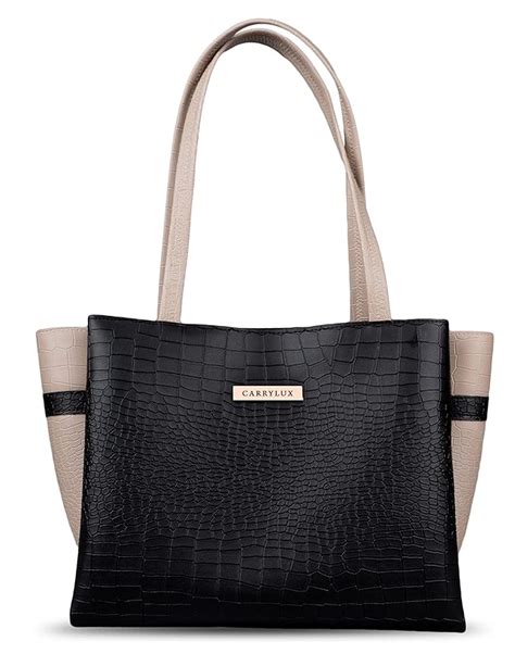 Buy Carrylux Dual Tone Large Capacity Croco Pattern Tote Handbags ...