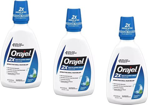 Amazon.com: Orajel Antiseptic Mouth Sore Rinse 16 oz (Pack of 3 ...