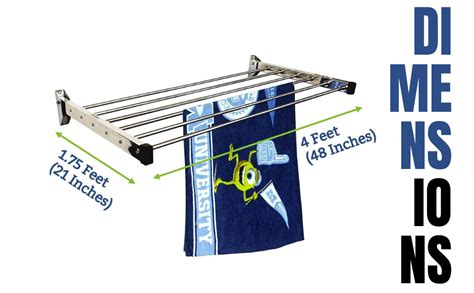 homWell Heavy Duty 6 Pipe X 4 Feet Stainless Steel Wall Mounted Cloth ...
