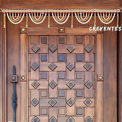 CREYENTES Handmade Toran Door, White & Red Pearl Zula Crystal Toran ...