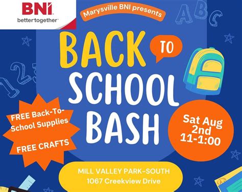 Back to School Bash 2025!, Mill Valley Park South, Marysville, 2 August ...