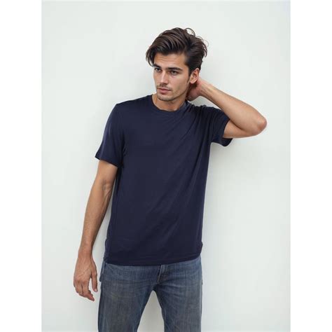 Buy CELIO Men Navy Blue Solid Regular Fit Cotton T-Shirt Online