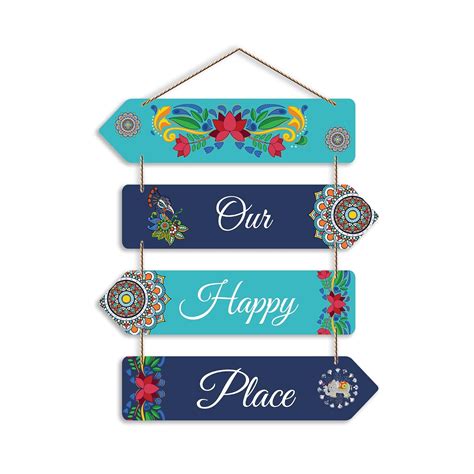 Artvibes Wood Our Happy Place Decorative Wall Art Mdf Wall Hanger For ...